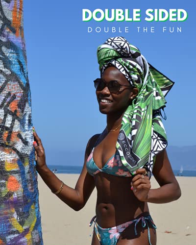 ECCOSOPHY Microfiber Beach Towel - Quick Dry, Sand Free and Oversized 71x35 | Super absorbent, lightweight, swimming, gym, extra large, pool, cruise, camping, yoga, travel, compact, carry bag, vacation - color: Madagascar