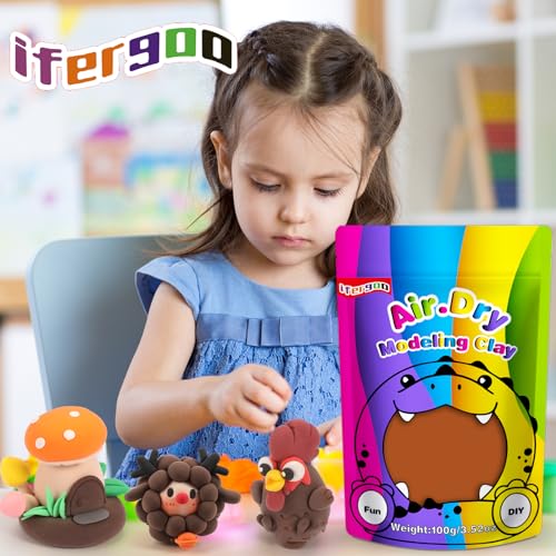 ifergoo 100g Brown Air Dry Clay, 3.5oz DIY Creative Modeling Clay for Kids | Refill Foam Magic Clay for School Art & Craft Project, Slime Supplies, Ultra-light & Soft, Gift for Age 3-12 Boys & Girls - color: Brown/100g