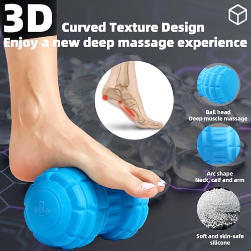 Vibrating Peanut Massage Ball – Back, Neck, Hip, Calf, Leg & Foot Muscle Roller, Trigger Point Massage Ball for Deep Tissue Myofascial Release, Silicone Shell, 4-Speed (Blue) - color: Blue