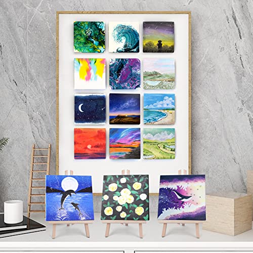ESRICH Mini Canvases for Painting,4x4In Canvas in Bulk 24Pack, 2/5In Profile Small Square Canvas, Blank Canvases are Great for School Projects and Kids Birthday Parties, Home Decor Project. - size: 4x4in-24 Packs