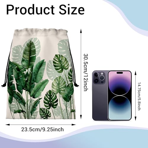Botanical Gymnastics Grip Bag Tropical Plants Small Drawstring Gym Bag for Yoga - color: Tropical Leaf Green, size: 12"(H)*9.25"(W)