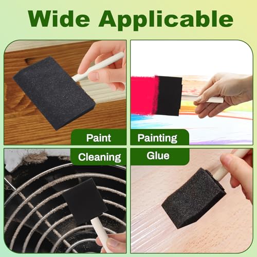 24 Pcs Foam Paint Brushes Set, 1'',2'',3'',4'', Sponge Paint Brush, Wooden Handles Foam Brush for Painting, Craft, Staining, Varnish, Touch Up, Art, Acrylics - size: 24 Packs Mixed Sizes