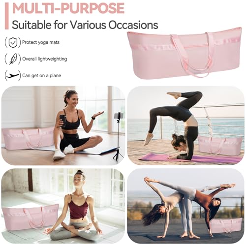 Large Yoga Mat Tote Bag for Women with Holder Strap,Pilates Gym Tote Bag with Shoes Bag & Wet Pocket
