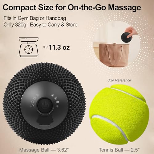 Vibrating Massage Ball with Heat, 7 Modes, Memory, Myofascial Release, Deep Tissue Muscle Recovery Ball for Trigger Point Massage - Foot, Neck, Leg, Back & Hip Flexor Release Tool (Black) - color: Black