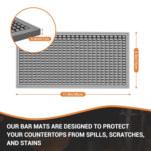 ZJWZLG Bar Mat 5.9"x11.8"(2Pcs) Non-Slip Rubber Bar Mat, Spill Proof & Flat Design,Easy to Clean Textured Surface for Home Bar,Coffee Station, Bartending - Protects Countertops & Glassware(Gray). - color: Gray, size: 6" x 12"