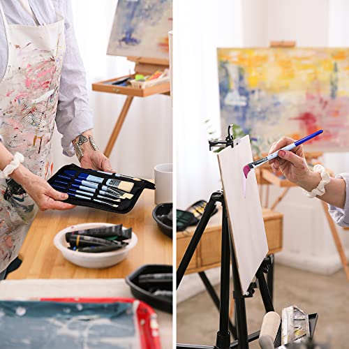 ARTIFY 10 Pieces Paint Brush Set, Intermediate Series, Includes a Carrying Case, Premium Synthetic Hair Brushes for Acrylic, Watercolor, Oil and Gouache Painting (Blue - Synthetic Hair) - color: Blue
