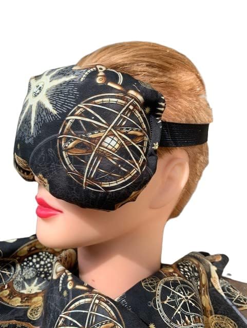Eye Mask Lavender Eucalyptus, Sinus, Herbal Pack, Hot Cold Pack, Heat Wrap,Organic, Flax Seed, Microwave Therapy, Sleep Mask, Yoga Meditation Eye Pillow, Celestial Black Gold