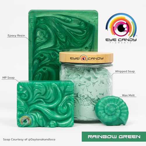 Eye Candy Pigments Premium Green Mica Powder - Rainbow Green (50gr) - for Epoxy, Resin, Soap, Paint, Woodworking, Acrylic Pouring, Bath Bombs, Fishing Lures - DIY Arts and Crafts Additive - color: Rainbow Green