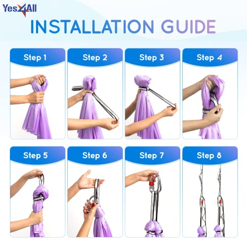 Yes4All Aerial Yoga Hammock 5.5 Yards, 198 Inches Height Aerial Silks, Yoga Trapeze Increasing Strength, Flexibility and Balance - color: A. Lavender