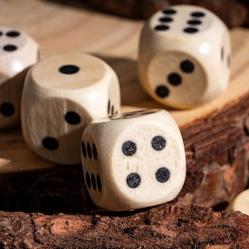 10PCS 16mm D6 Dice Set Wooden 6 Sided Dice for DND RPG Board Games - color: D6-black P