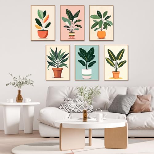 6 Pack Paint by Numbers Kit for Adults, Green Plants Canvas Painting Set | 8x12 Inch, DIY Acrylic Painting Craft Kit for Beginners without Frame, Relaxing Creative Hobby, Home Wall Decor, Gift - color: Plants-1