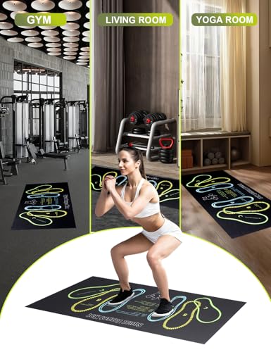 Squat Mat with Foot Position,Large Squat Target Pad 30'' X 13.8'',4mm Thickness Squat Mat Foot Positioning, Exercise Mat for Squats, Leg and Abdominal Workouts - color: Black
