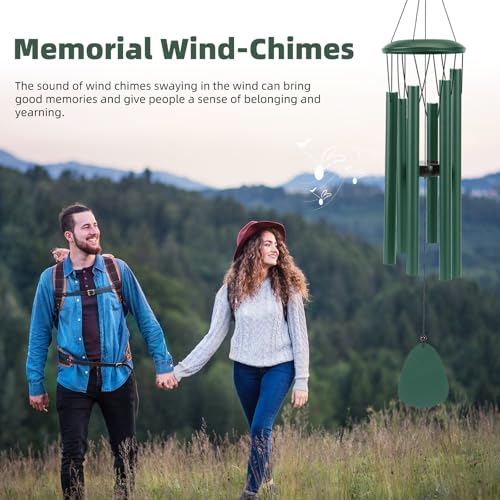 Aluminium Wind Chimes 26 Inches to Create a Zen Atmosphere Suitable for Outdoor, Garden, Patio Decoration. Classic Green Wind Chimes with Wind Catcher Suitable as A Gift for Unisex - color: Green
