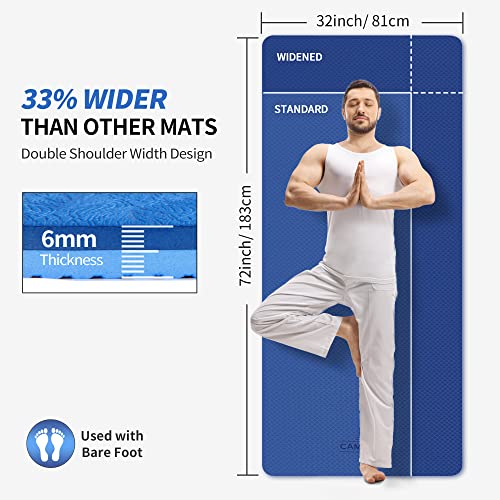 CAMBIVO Extra Wide Yoga Mat for Women and Men (72"/84"x 32"x 1/4") TPE Workout Mat, Non-slip Large Exercise Fitness Mat for Yoga, Pilates, Workout - color: Blue, size: 72" x 32" x 6mm