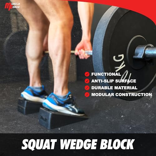 Squat Wedge Block – Heel Elevated Squat Platform for Deep Squats, ATG Training, Ankle Mobility, 4-Angle Adjustable Slant Board for Calf Stretching, Knee Pain Relief, 440 lbs