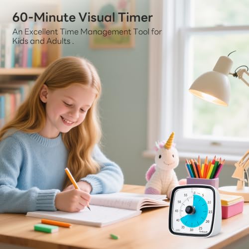 Yunbaoit Visual Timer with Night Light, 60 Minute Countdown, Dark Black - color: Dark Black