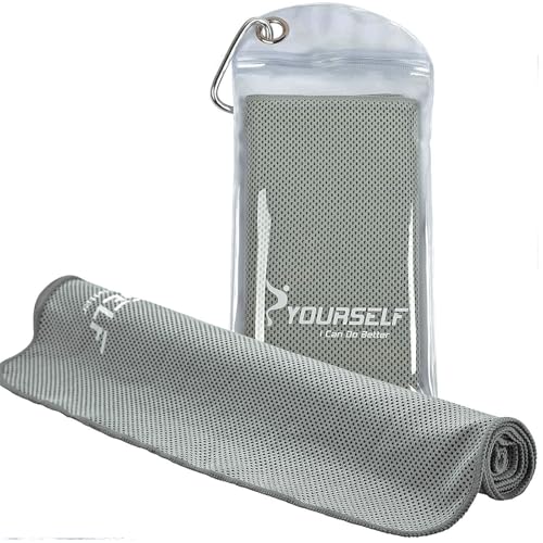 SYOURSELF Cooling Towel, Cooling Towels for Neck,40" x 12"Ice Towel for Instant Cooling Relief, Soft Breathable Chilly, Perfect Yoga, Golf, Sports, Gym, Workout, Athletes Towel (1PC-Grey) - color: Grey