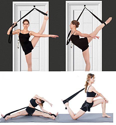 Leg Stretch Band - To Improve Leg Stretching - Easy Install on Door - Perfect Home Equipment For Ballet, Dance And Gymnastic Exercise Flexibility Stretching Strap Foot Stretcher Bands - color: black