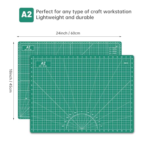 Headley Tools Thickened 18 x 24 Inch Self Healing Sewing Cutting Mat, A2 Rotary Cutting Sewing Mat for Crafts, Double Sided 5-Ply Table Cutting Board for Fabric Quilting Leather Hobby, (Green) - color: Dark Green, size: 23.6"L x 17.7"W
