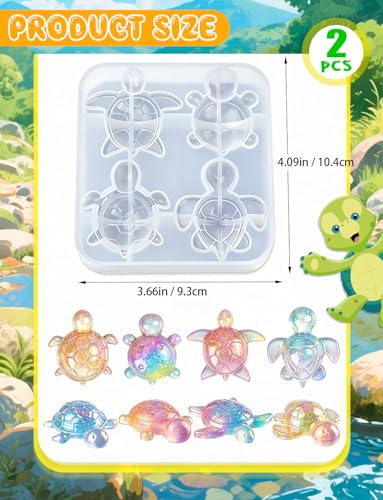 2 Pcs Mini Cute Turtle Figurines Silicone Mold | Micro Dollhouse Animal Epoxy Casting Mold Realistic Shapes for DIY Resin Art Fairy Garden Miniatures Landscape Crafts Decor - color: 2 Pcs Turtle White