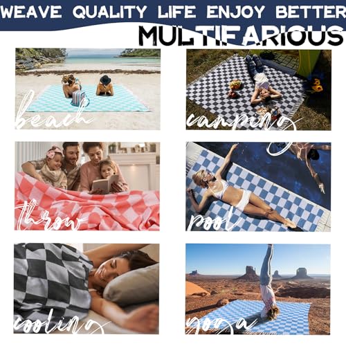 Extra Large Turkish Beach Towel Picnic Mat Throw Blanket Bathroom Quick Dry Essentials Swim Poolside Pool Accessories Swim Must Haves Hot Tub Items Spa Gadgets Adult Women Large Towel Things Stuff - color: Checked Purple, size: Extra Large 50'' x 70''