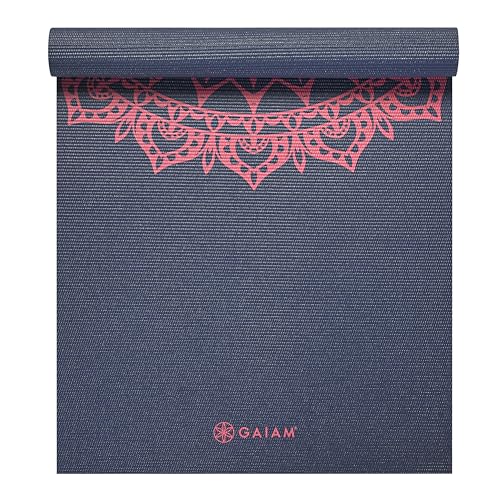 Gaiam Yoga Mat Classic Print, 4mm Non-Slip Mat - color: Pink Marrakesh