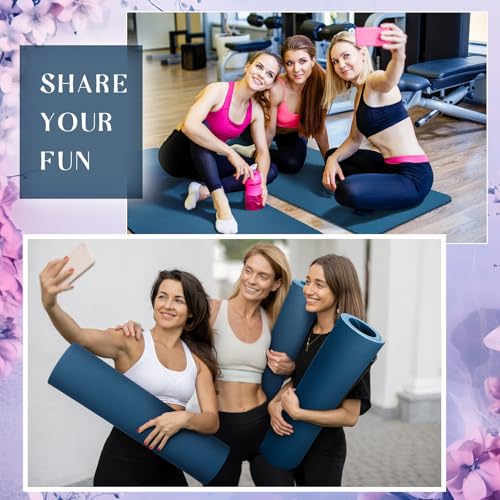 Timgle 6 Pcs 10mm Thick Yoga Mat Bulk 68 x 24 Inches Anti-slip Tear-resistant Exercise Mat Adult Gym Mats for Fitness, Stretching, Workout and Studio, Outdoor Yoga, Pilates - color: Navy Blue