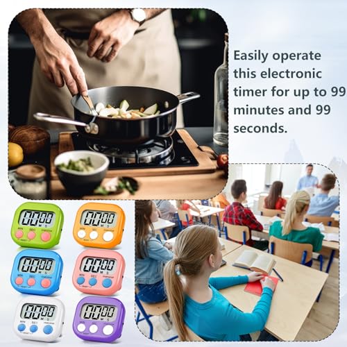 24 Pack Timers Magnetic Kitchen Timer Cooking Timers for Kitchen Digital Timer with Big Display Loud Ring Electronic Timer for Cooking, Classroom, Break Time(24, White,Green,Blue,Purple) - color: White,green,blue,purple