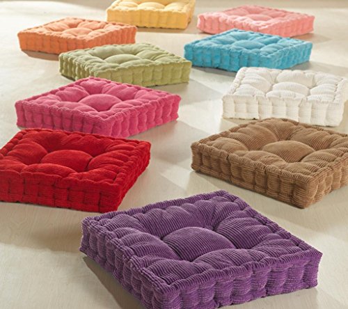 ChezMax Floor Pillow & Cushion, Large Meditation Chair Cushions, Thick Square Seat Pad, Soft Velvet Tufted Seating Pouf for Indoor/Outdoor Yoga Bench Rocking Chair Room Tatami Sofa, Green 18" x 18" - color: Green M