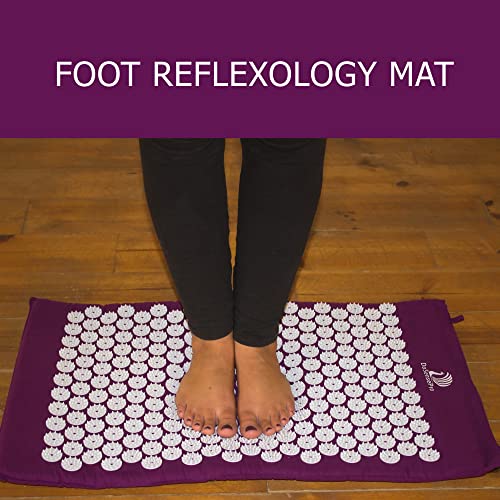 Acupressure Mat & Pillow Set, 4-in-1, 29", Hot/Cold Pack, Purple | Acupuncture Mat Helps Ease Back, Neck & Sciatica Pain While Supporting Muscle Relaxation, Stress Relief, Recovery And Sleep. - color: Purple