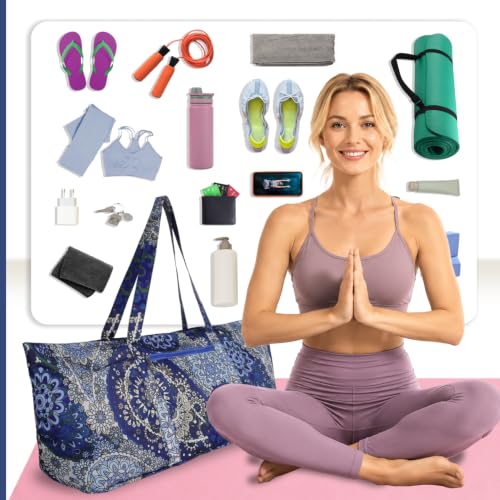 Yoga Mat Bag Yoga Tote Bag with Large Waterproof Zipper Pocket and Drawstring Pocket Yoga Mat Bag Carrier Fit Most Size Mats and All You Stuff - color: blue