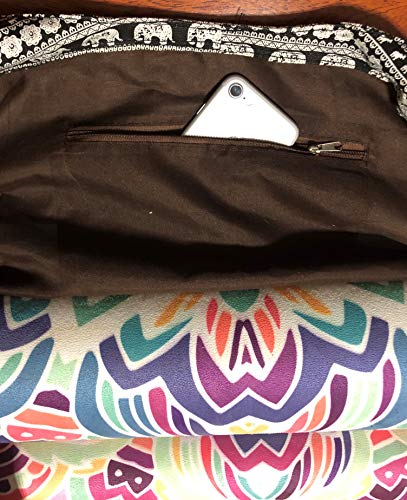 Aozora Yoga Mat Bag Large Yoga Mat Tote Sling Carrier with Pockets Fits Mats with Multi-Functional Storage Pockets Light and Durable - color: Elephant