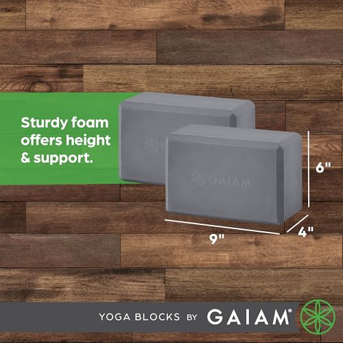 Gaiam Yoga Block - Supportive Latex-Free Eva Foam - Soft Non-Slip Surface with Beveled Edges for Yoga, Pilates, Meditation - color: Grey, style: 2 Blocks