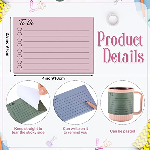 Pajean 9 Pcs/450 Sheet to Do List Sticky Note 3x4 Inch Self Stick Pads with Line Colored Planner Sticky Note Adhesive Memo for Office, Meeting, School, Study, Home Reminder (Modern Color) - style: Modern Color