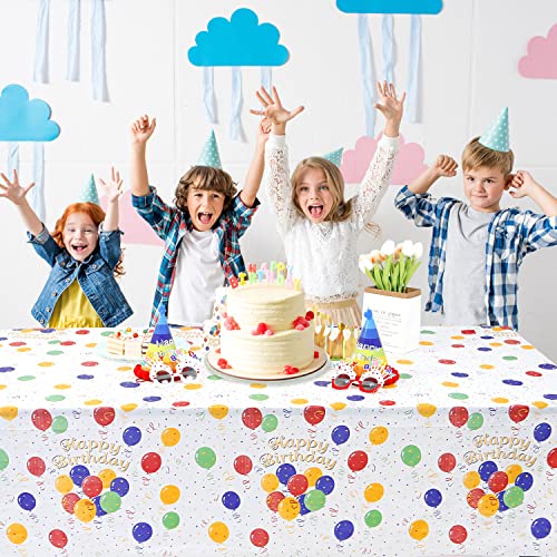 6 Pack Happy Birthday Plastic Tablecloths,108" x 54"Rectangle Disposable Table Covers for Picnic Birthday Wedding Parties (Balloon) - color: Balloon