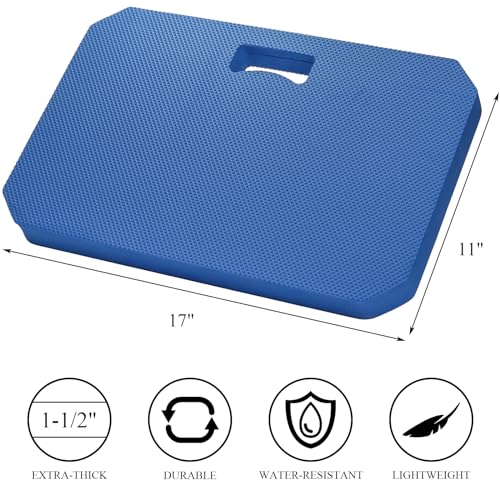 Hacaroa Set of 3 Extra Thick Kneeling Pad, High Density Foam Garden Kneeler, Comfortable Knee Pad Cushion for Work, Yoga Exercise, Baby Bath, Lightweight, Water Resistant, Blue - color: Blue, size: Large