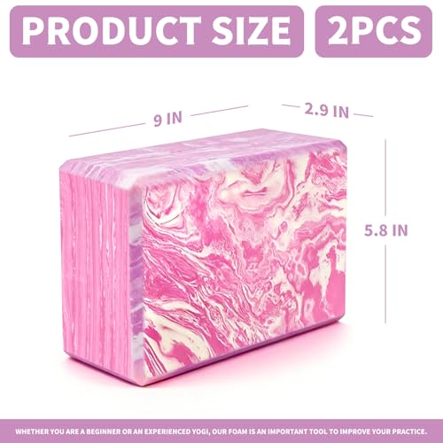 2-Pack Yoga Blocks, High-Density 9"x6"x3" Yoga Brick Foam Blocks Non-Slip EVA Foam Block Yoga Props Accessories for Yoga Pilates Stretching and Meditation - color: Camo Pink