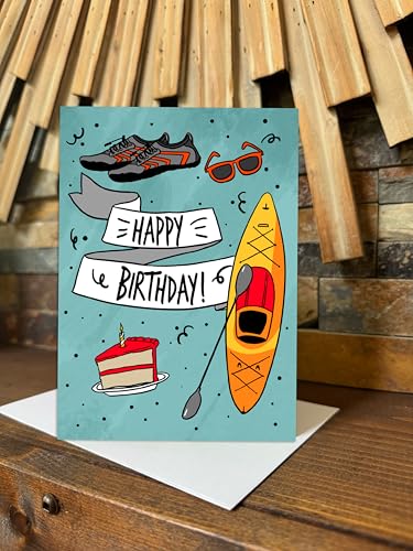 Happy Birthday Adventure Lover | Kayak and Lake Lover Card | Water and Lake Life Card - style: Lake | Kayak