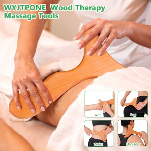Wood Therapy Massage Tools 6-in-1 Lymphatic Drainage Massager Maderoterapia Kit,Wooden Massager Body Sculpting Tools,Wooden Gua Sha Kits,Body Contouring and Shaping - style: Back Massager+2Massage rollers+3Massage Sticks