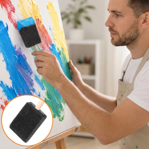 8 PCS Foam Paint Brushes, 1.6 Inch Sponge Brushes for Painting with Wood Handle for Painting, Craft, Staining, Varnish, Touch up on Wood, Canvas