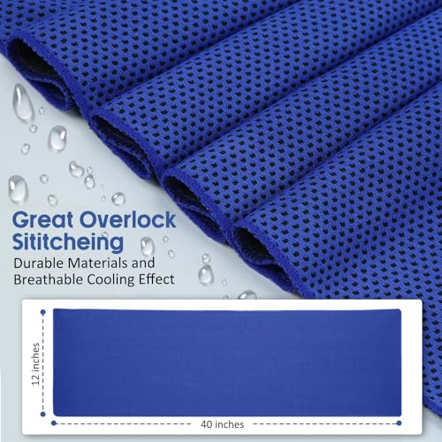 Cooling Towels 40 Pack, 40"x12" Bulk Cold Towels for Hot Weather, Cool Gym Towel for Neck & Face, Cooling Rags with Carry Bag for Sports, Workout, Golf, Camping, Travel - color: 40darkblue