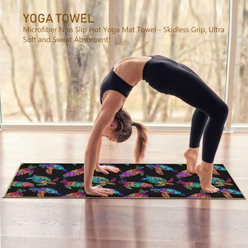 Yoga Mat Towel Colorful Sea Turtles, 73" x 27" - color: Colorful Sea Turtles
