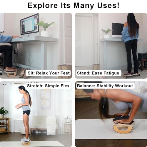 StrongTek Under Desk Footrest, Wooden Rocking Foot Rest, 350lbs, Non-Slip | Standing Desk Use, Ergonomic Foot Stool for Enhanced Circulation, Wide Rocker Balance Board, No Assembly for Office Home