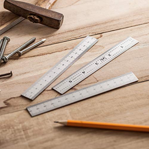 Mr. Pen- Machinist Ruler, 3 Pack, 6 Inch, Stainless Steel Metric & Imperial | Precision Measuring Tool, 1/64, 1/32 Graduation for Engineering, Carpentry, Drafting, Office, School - style: 6 inch, 3 Pack