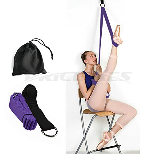Leg Stretch Band - To Improve Leg Stretching - Easy Install on Door - Perfect Home Equipment For Ballet, Dance And Gymnastic Exercise Flexibility Stretching Strap Foot Stretcher Bands - color: purple