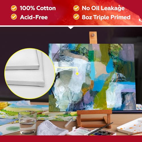 Stretched Canvas for Painting,10Pack 11X14 Inch Stretched White Blank Canvas,8 Oz Triple Primed 5/8" Profile Stretched Canvases,100% Cotton,Canvas for Painting, for Acrylics, Oils - style: 10 PACK 11X14
