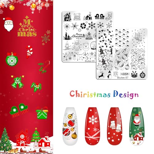 Biutee 16PCS Nail Stamping Plates Nail Stamping Kit with Nail Art Stamper | Nail Stamper Kit with Scraper & Storage Bag, Nail Art Stamping Plates Butterfly Flower Leaf Bowknot Design for DIY Nail Art - color: 20 Piece Set