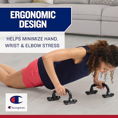 Champion Push Up Bars, Foam Grips & Non-Slip Base (Black)