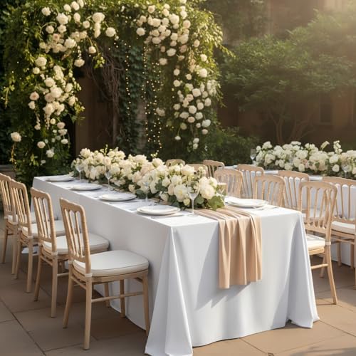 Fitable 6 Pack White Table Cloths 70x120 Inch for 6-8 Ft Rectangle Tables | Stain & Wrinkle Resistant, Washable Polyester Covers for Wedding Party Dining Banquet Event Catering Reception - color: White, size: 70x120 in, 6 Pack
