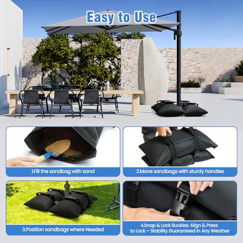 Sand Bags for Weight, 2-Pack 50LBS 1680D Oxford Fabric Sandbags | Sandbags for Weight to Hold Down Umbrella Base, Patio & Cantilever Umbrella Stands, Outdoor Furniture(Without Sand)(2,Medium) - size: 2 x 50lbs